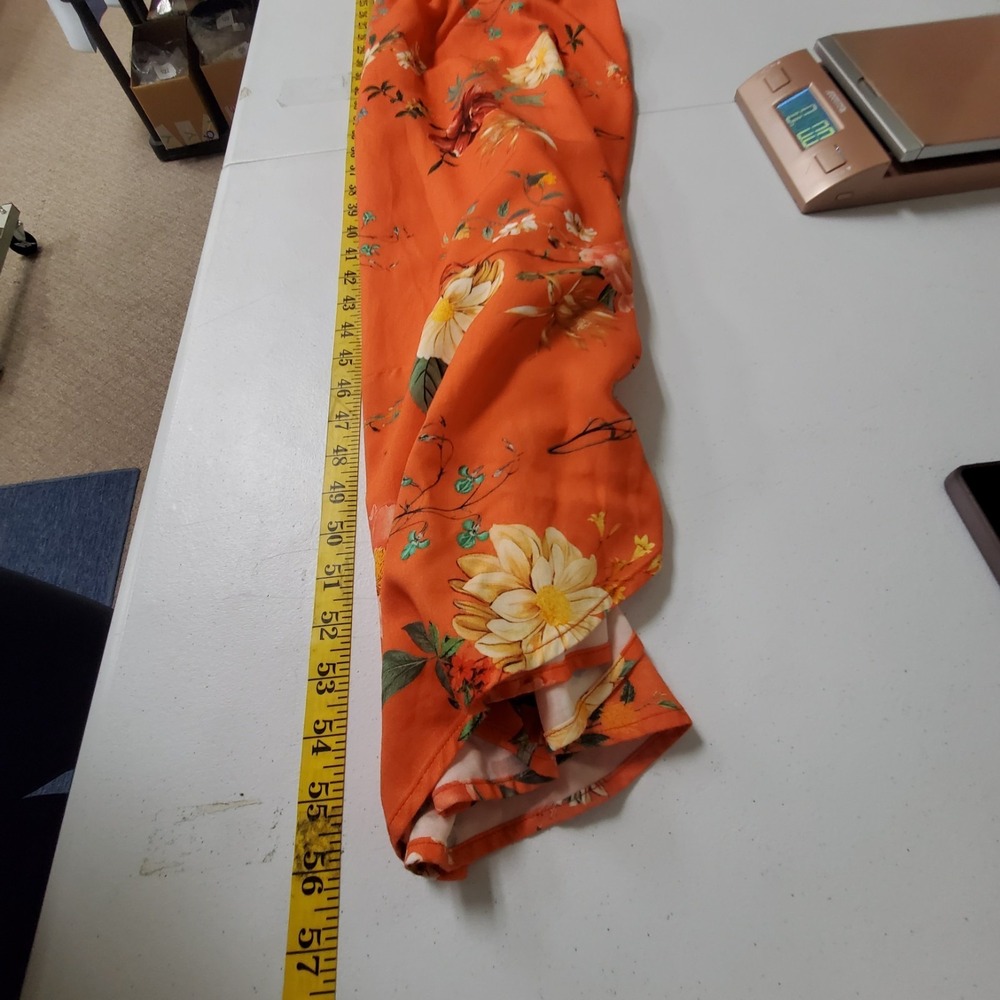 Farm Rio Anthropologie Womens Kiera Maxi Dress Size L Orange Floral Boho Hippie - Picture 9 of 11